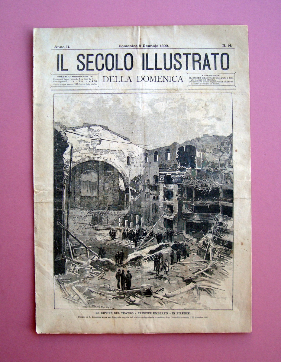 Le Rovine Teatro principe Umberto Firenze Il Secolo IllustratoN.14 1890