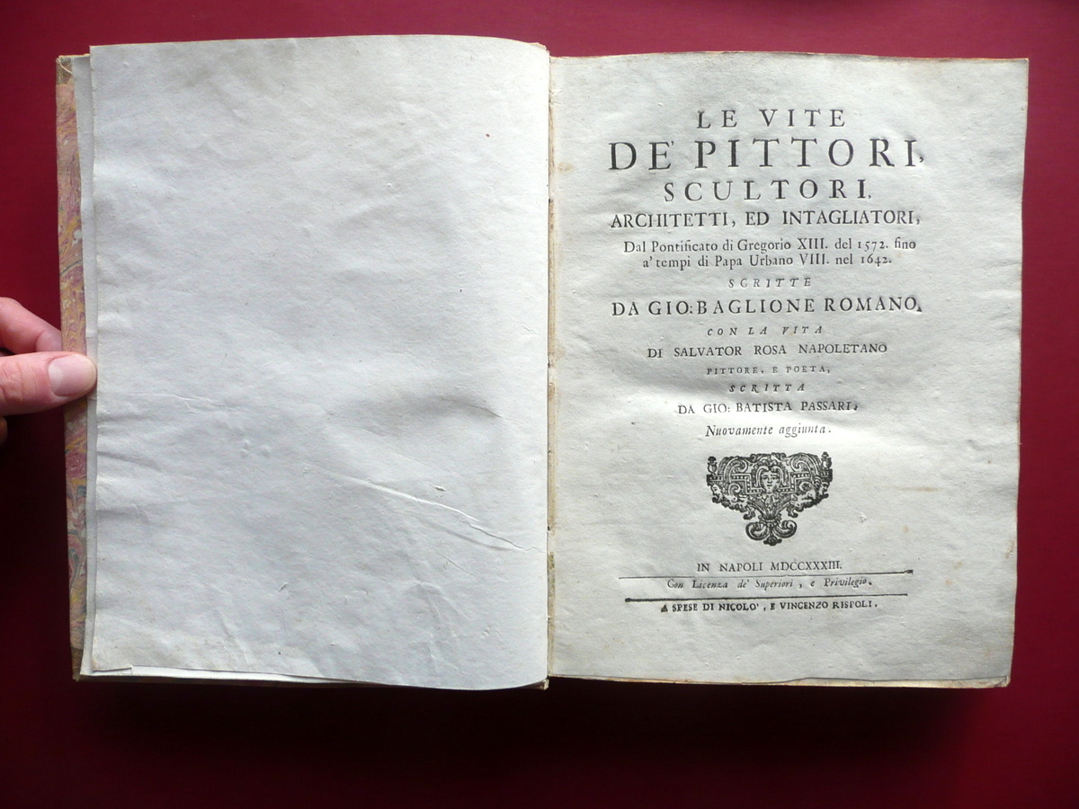 Le Vite de' Pittori Scultori Architetti ed Intagliatori Baglione Rispoli …