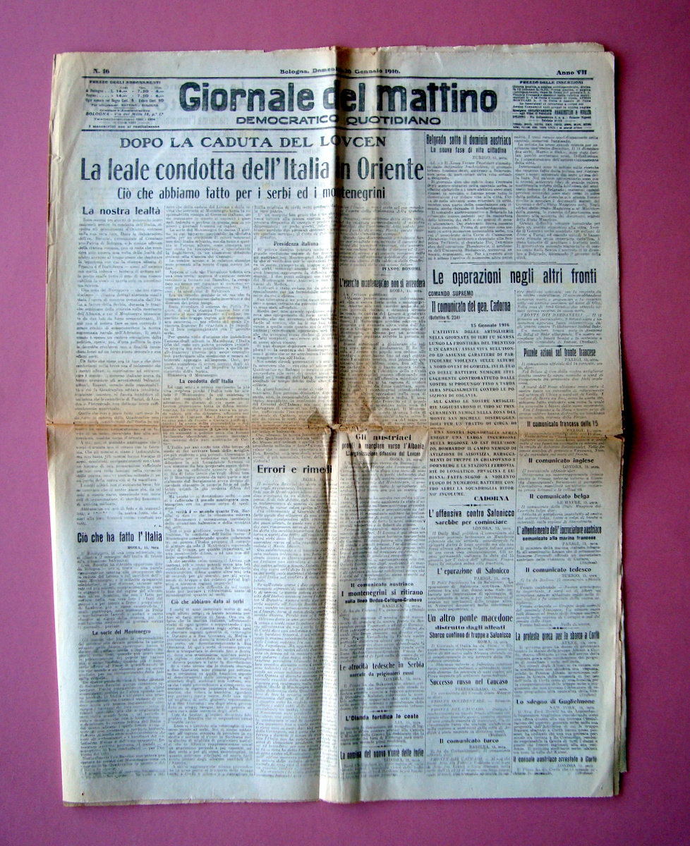 Leale condotta Italia in Oriente Serbi Montenegrini Giornale del Mattino …