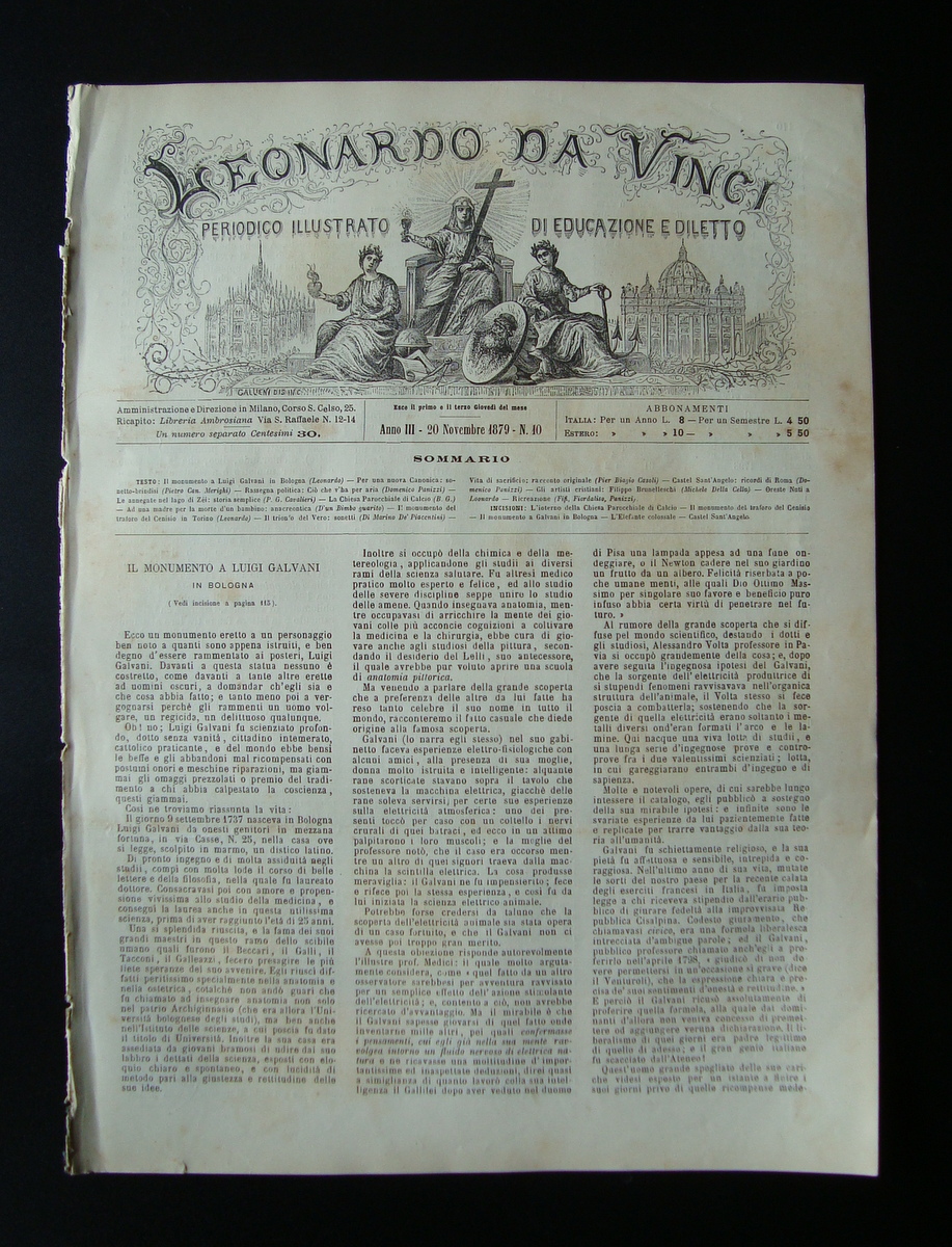 Leonardo Da Vinci Anno III 1879 Numero 10 Chiesa Nuova …