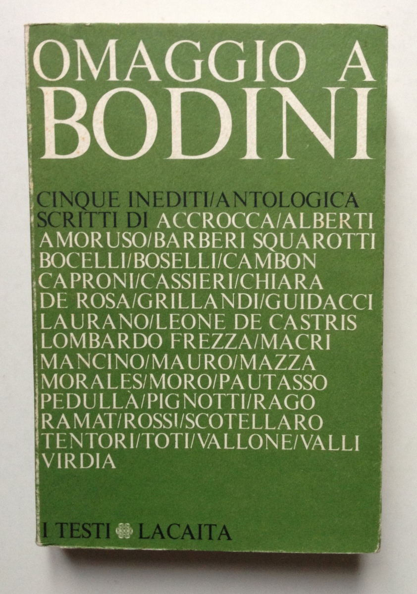Leonardo Mancino Omaggio a Bondini Lacaita Editore 1972 Volume Fuori …