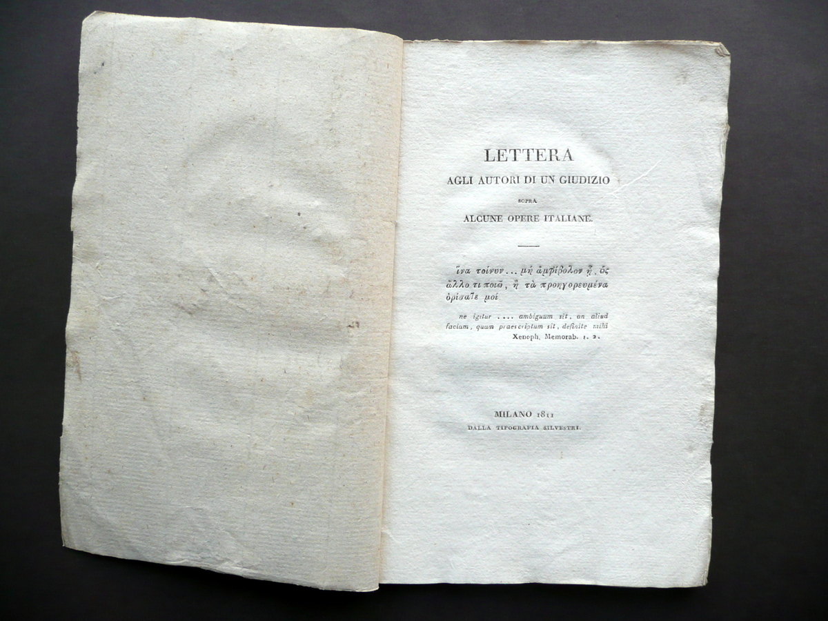 Lettera agli Autori di un Giudizio sopra Alcune Opere Italiane …