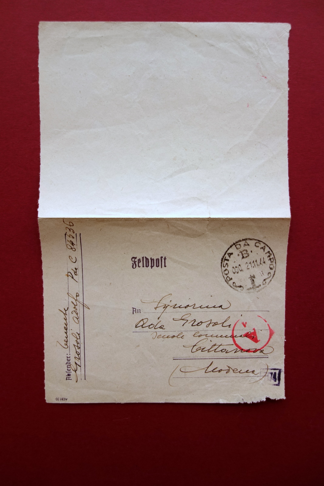 Lettera Feldpost Timbro Posta da Campo B Novembre 1944 WW2 …