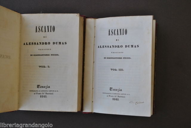 Letteratura Francia Ascanio Dumas Alessandro Piucco Venezia 1845