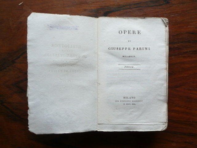 Letteratura Italiana Giuseppe Parini Opere Prose Silvestri Milano 1821