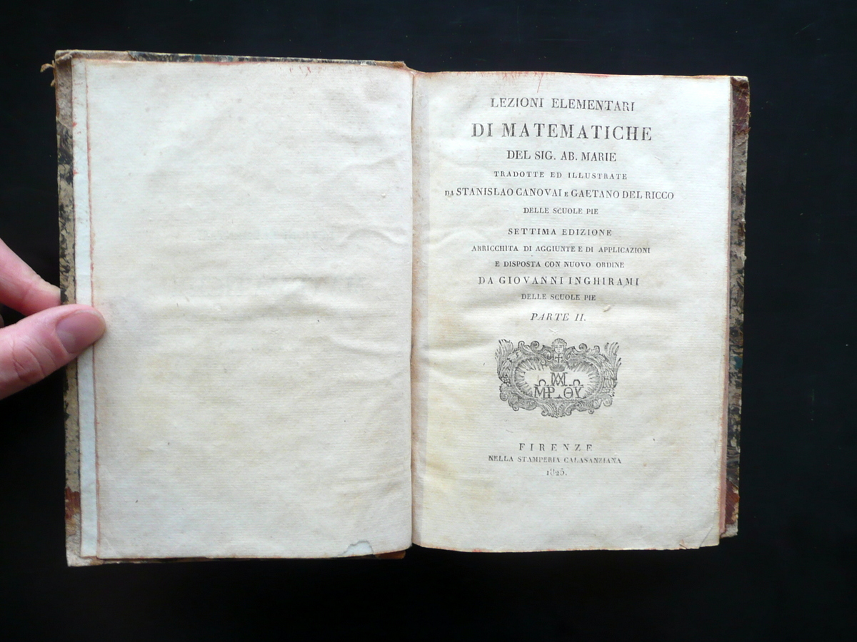 Lezioni Elementari di Matematiche Marie Stamperia Calasanziana 1825 Parte II