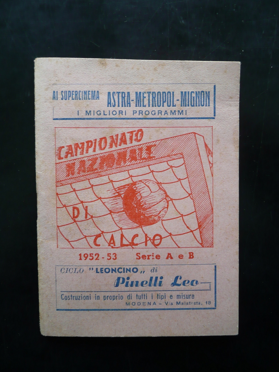 Libretto Campionato Nazionale di Calcio Serie A B FIGC 1952-53 …