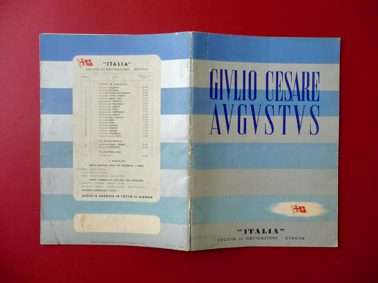 Libretto Motonavi Giulio Cesare Augustus NGI Navigazione America Anni '30