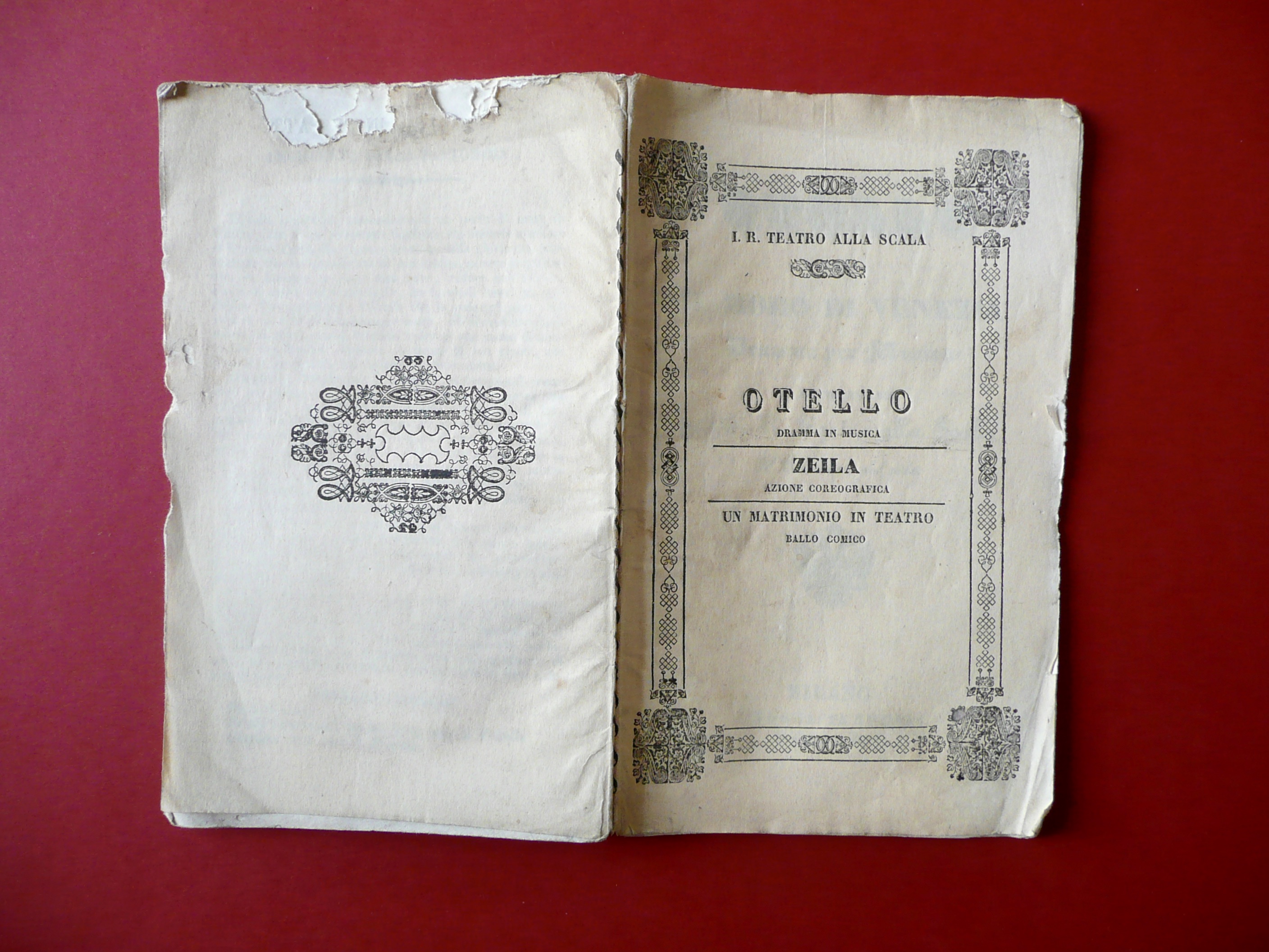 Libretto Opera Otello Zeila Un Matrimonio in Teatro Rossini La …