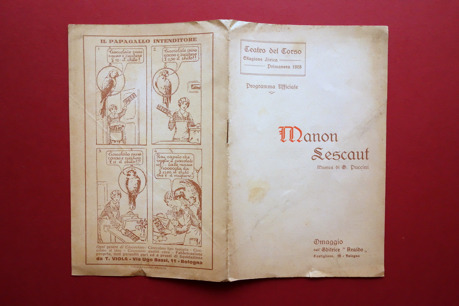 Libretto Programma Ufficiale Manon Lescaut Puccini Teatro dal Corso Bologna …