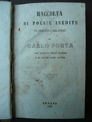 Libri Antichi Porta Poesie inedite Dialetto Milanese Primeide Senza Editore …