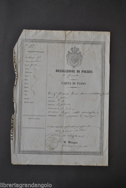 Licenza Passo Lasciapassare Polizia Finale Ferri San Felice Reggio Modena …