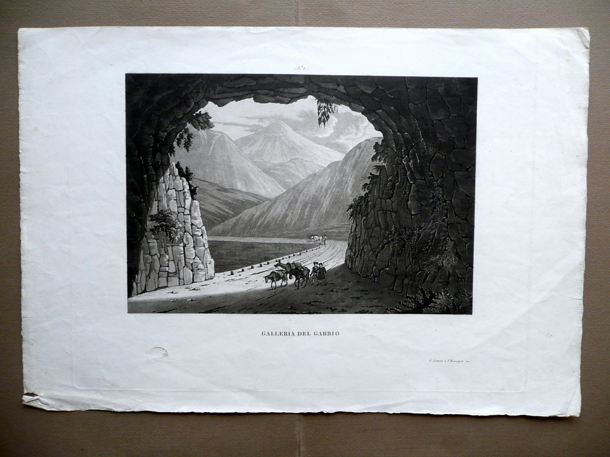 Litografia Galleria del Gabbio Carocci Buonajuti Sempione Met‡ '800