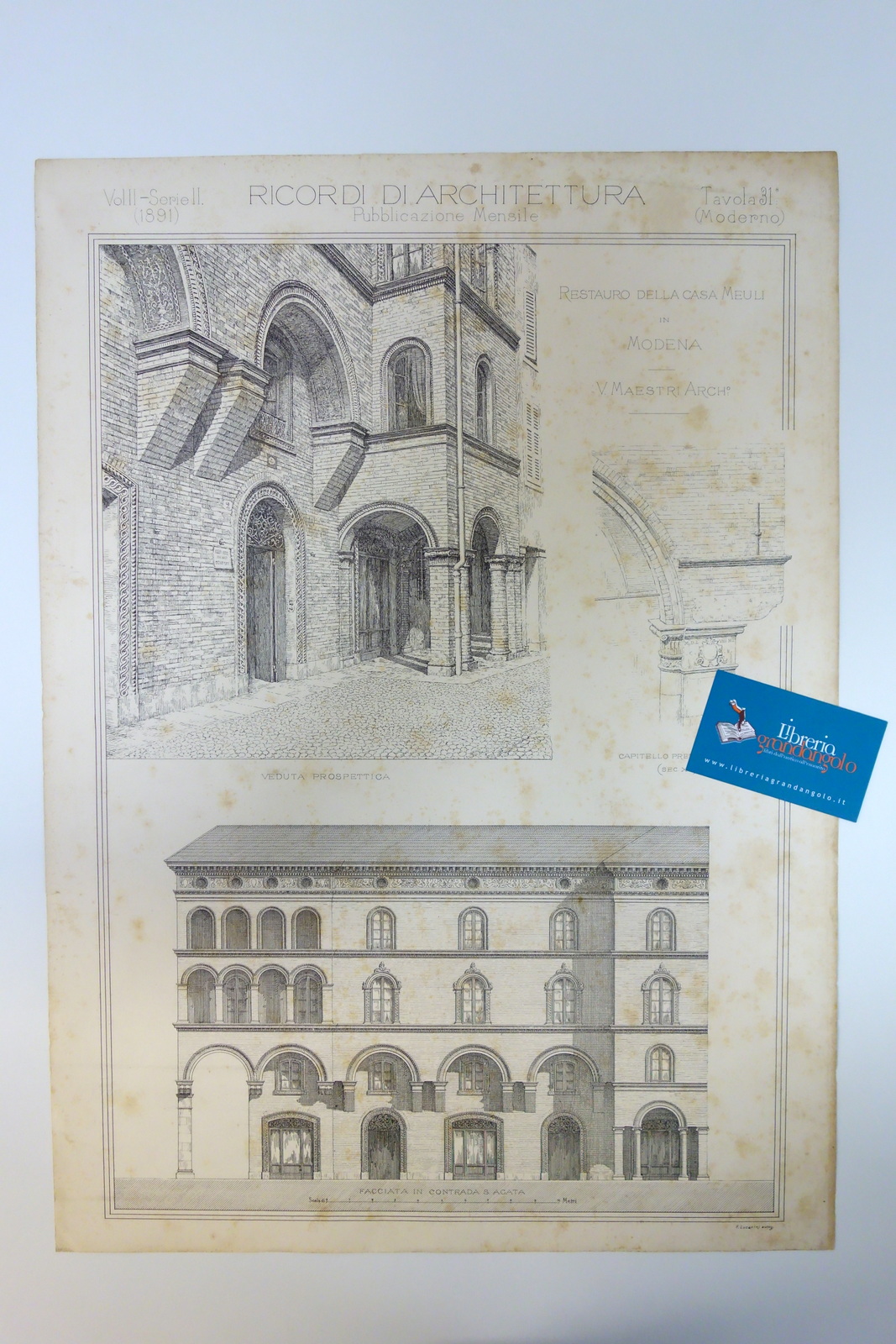 Litografia Originale Casa Meuli Modena ora Piazza Matteotti V. Maestri …