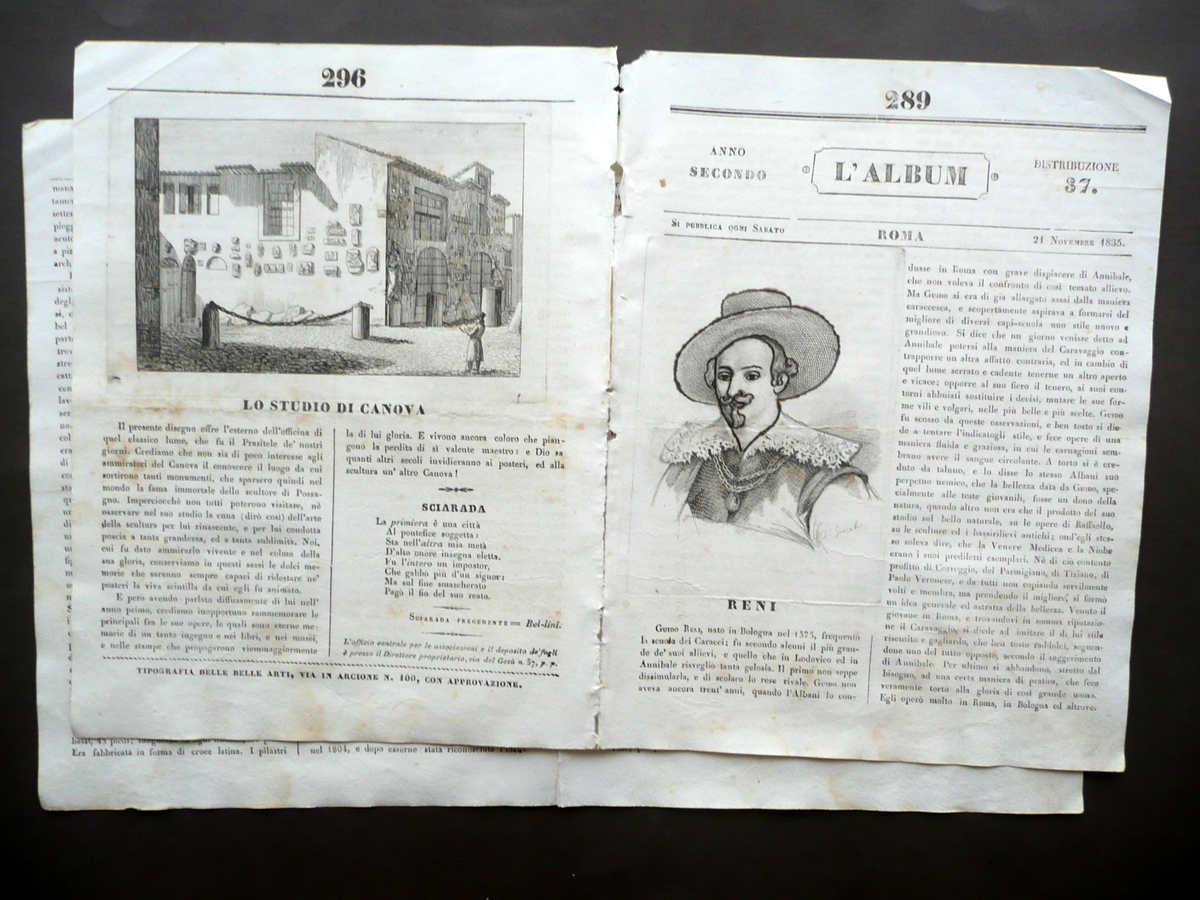Lo Studio di Canova L'Album Anno Secondo Roma 21/11/1835 Incisione …