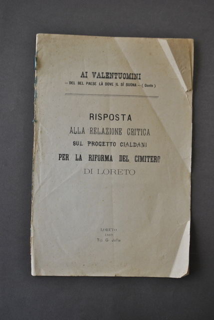 Locale Risposta Relazione Cialdani Progetto Riforma Cimitero Loreto Marche 1889