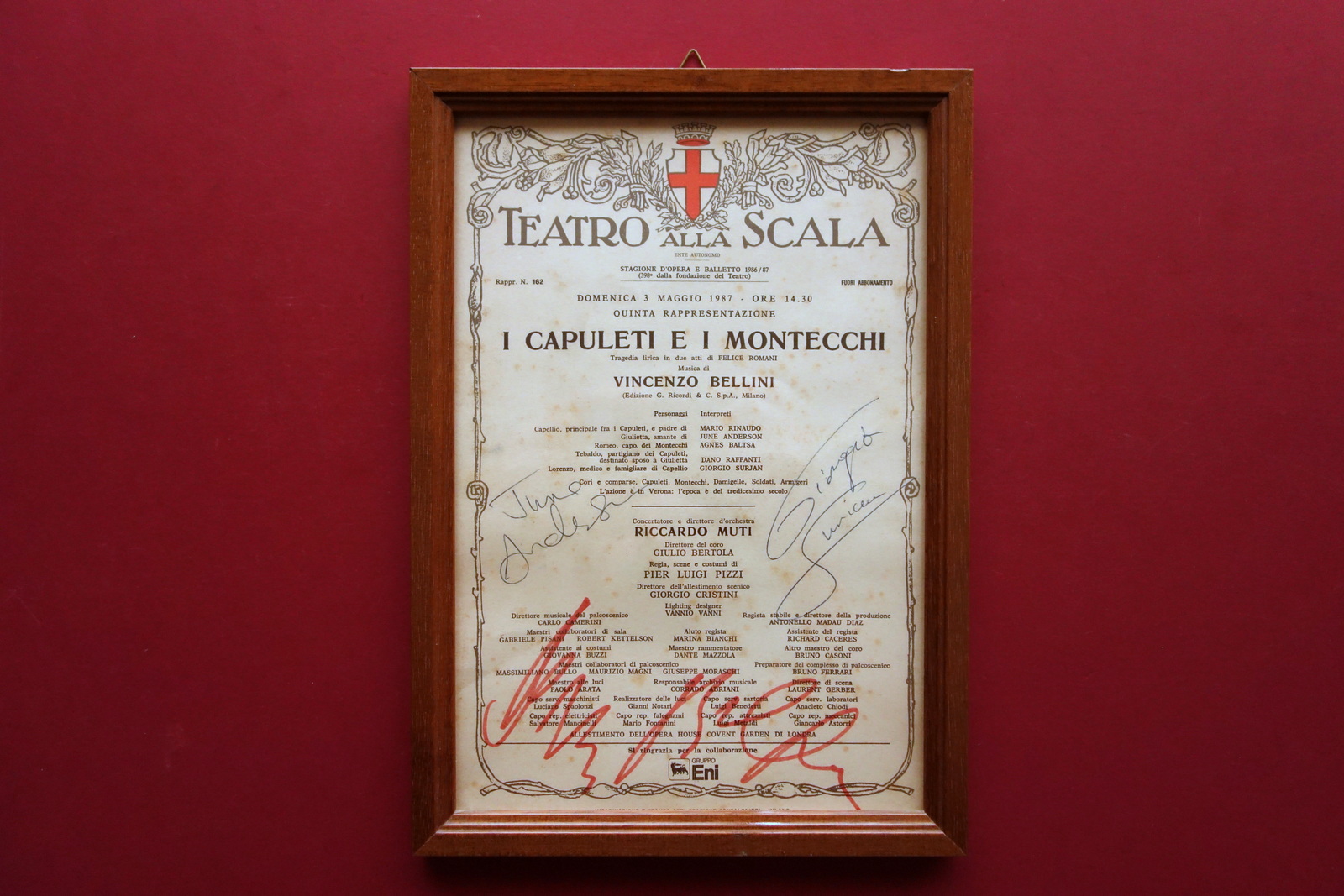 Locandina Autografa Teatro Alla Scala Muti Anderson Surjan 1987