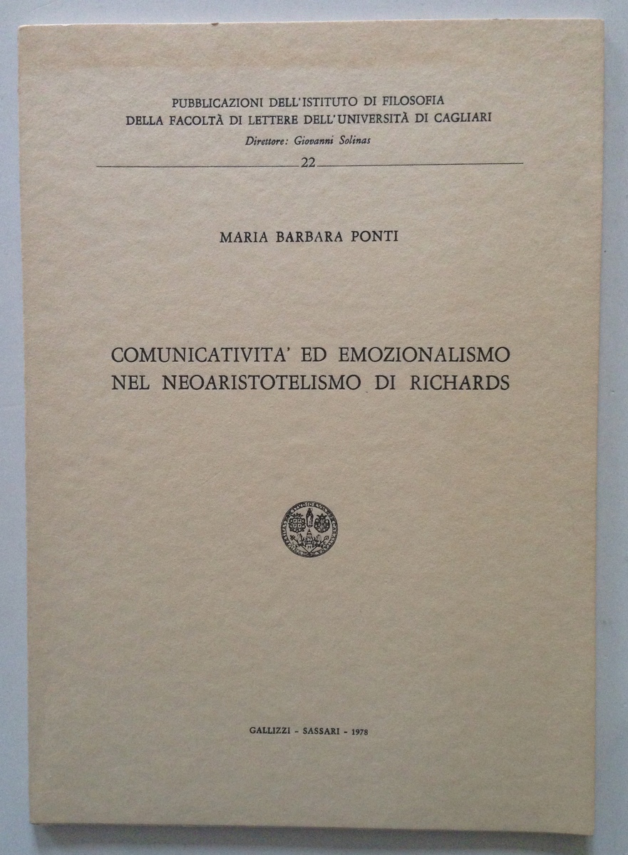 M B Ponti Comunicativit‡ ed Emozionalismo nel Neoaristotelismo di Richards