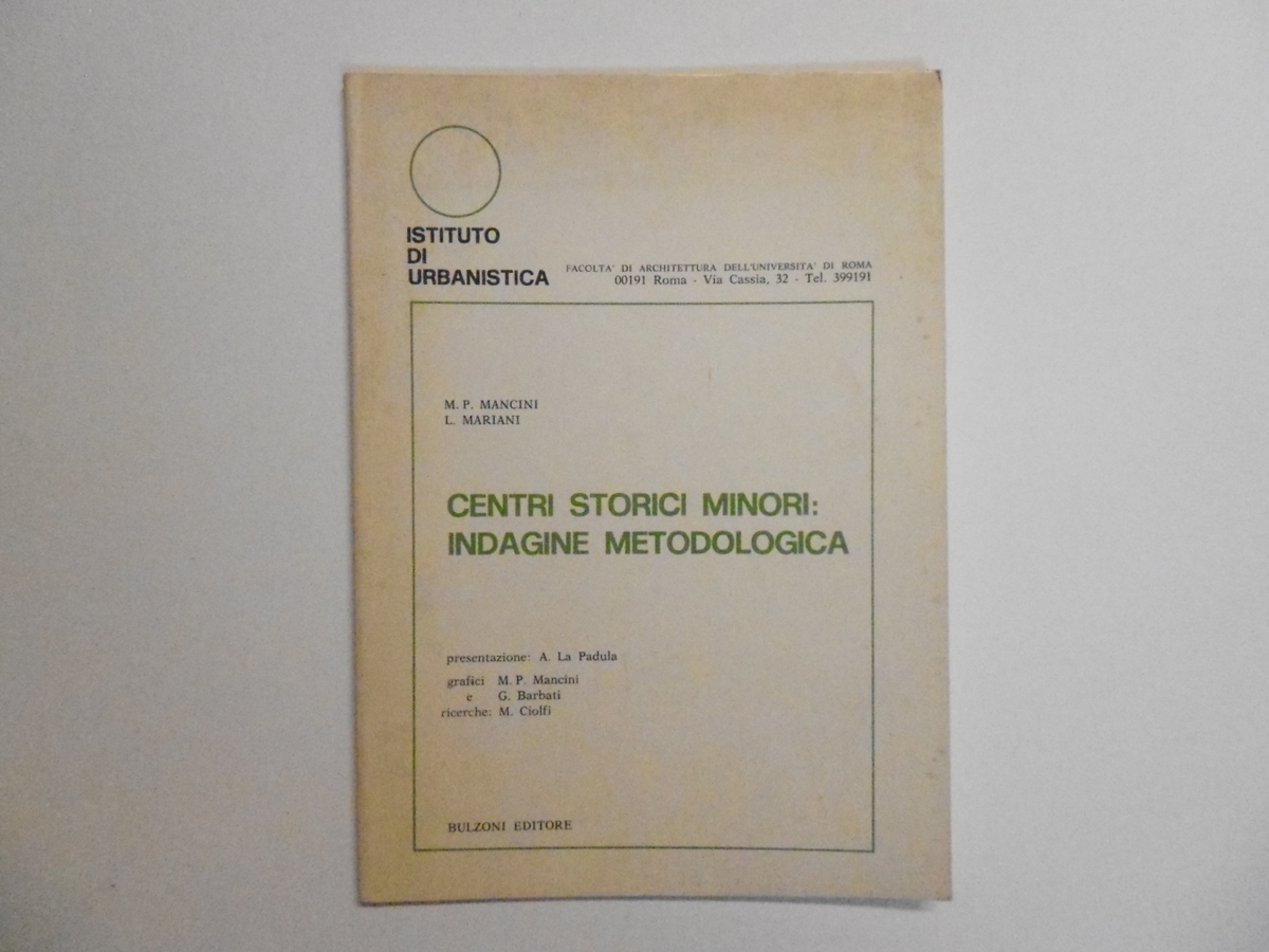 Mancini Mariani Centri Storici Minori Indagine Metodologica Bulzoni Editore 1981