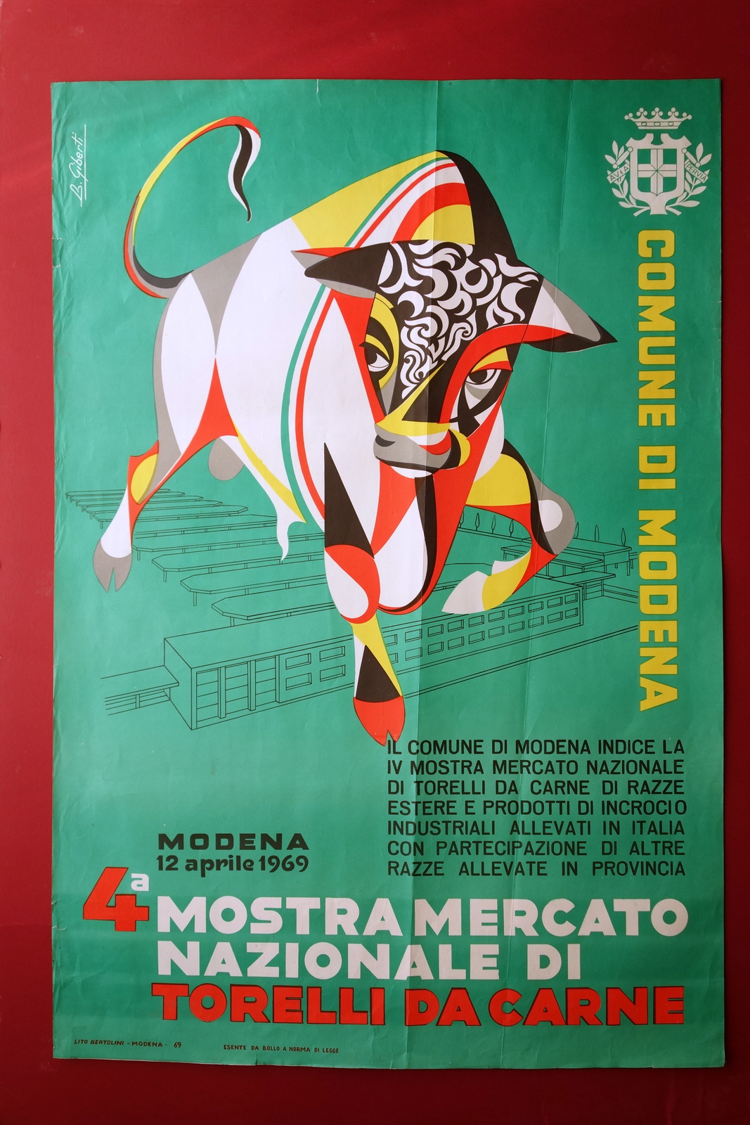 Manifesto 4∞ Mostra Mercato Nazionale Torelli da Carne Modena 1969 …
