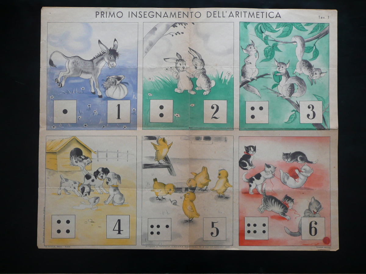 Manifesto Scuola Elementare Infanzia Primo Insegnamento dell'Aritmetica 1951