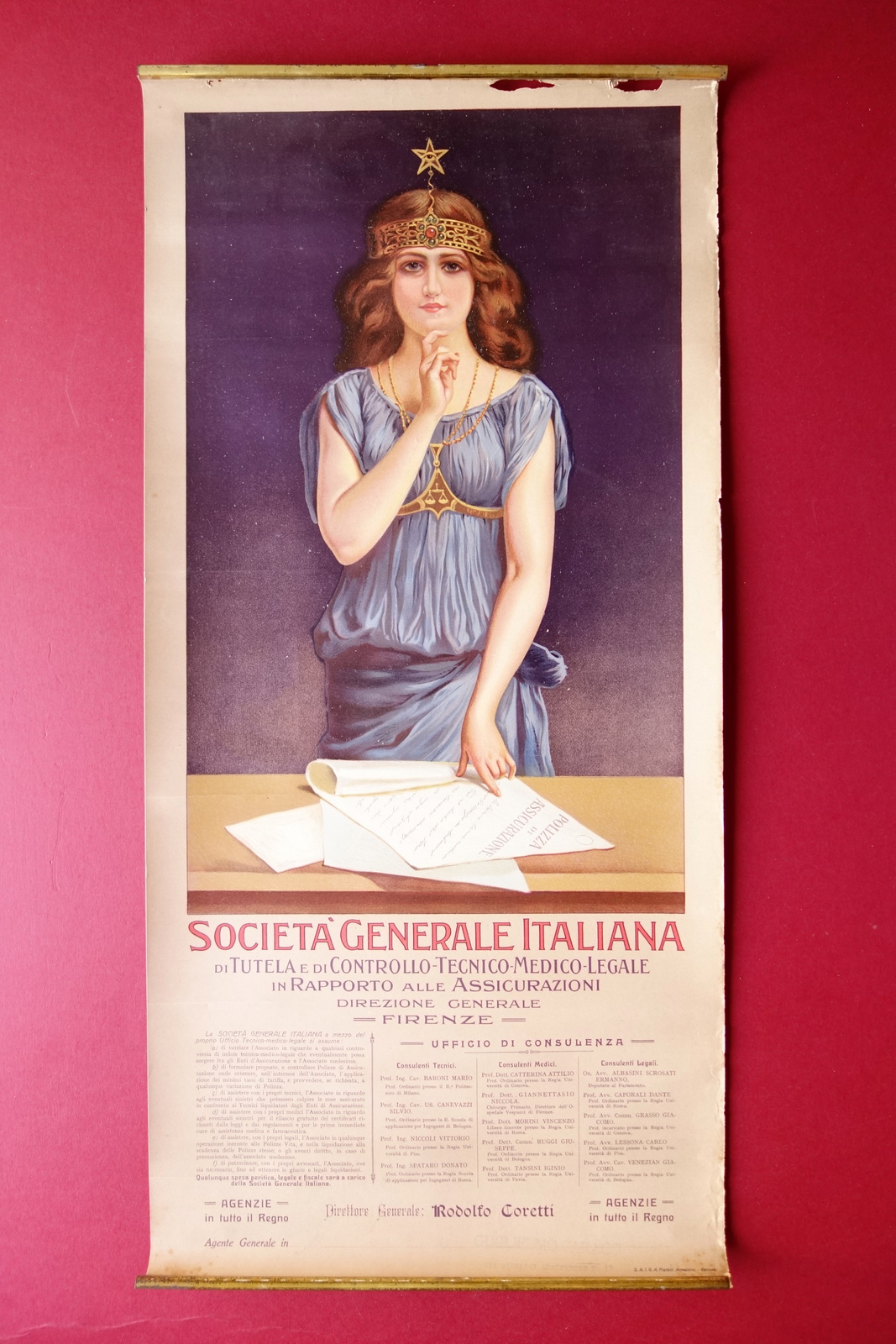 Manifesto Societ‡ Generale Italiana Assicurazioni Firenze Grafica Armanino