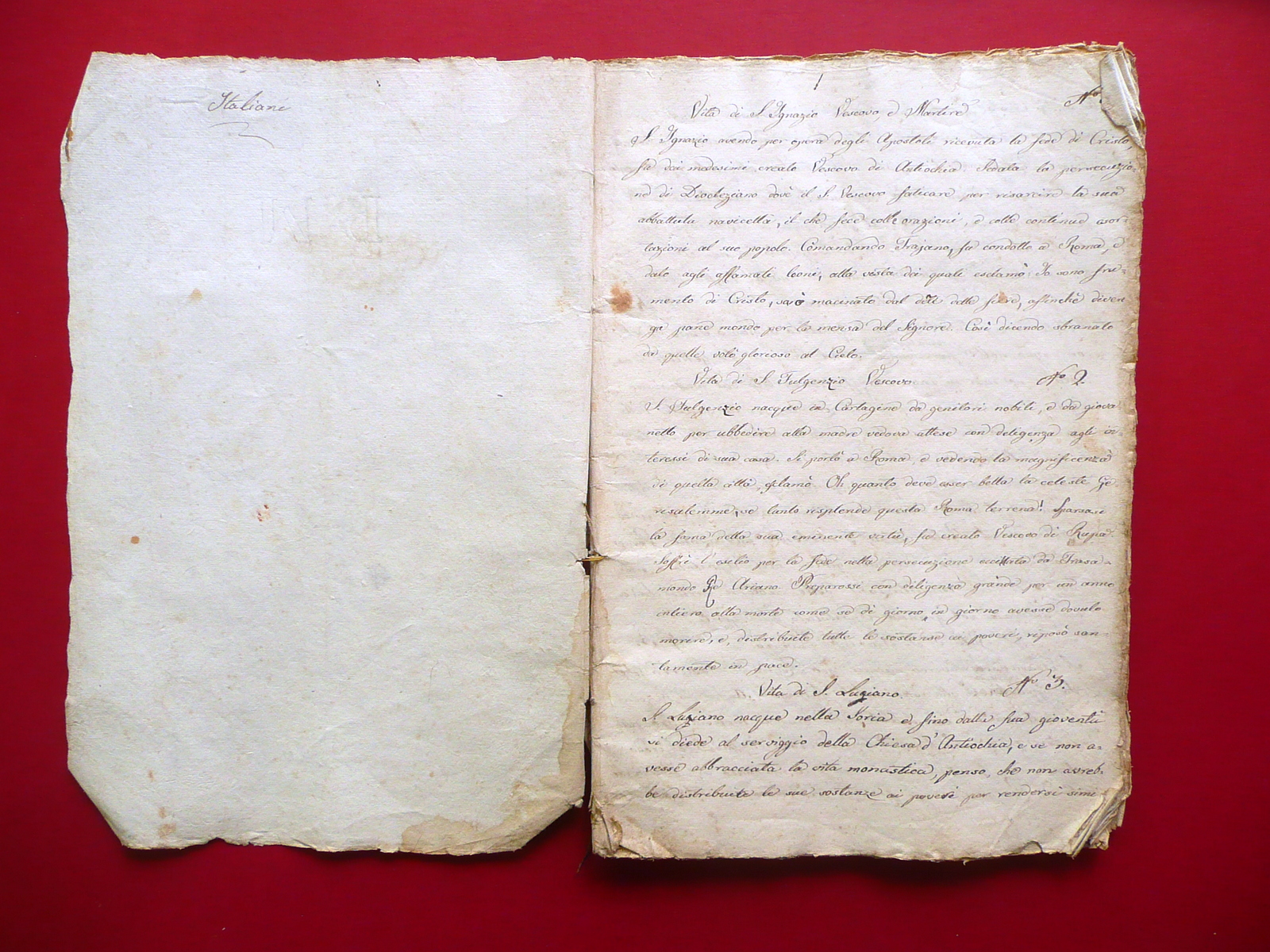 Manoscritto Agiografie Vite dei Santi Primo Ottocento Religione