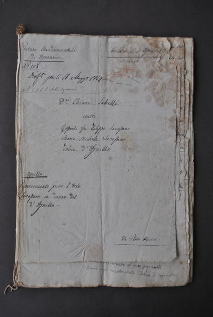 Manoscritto Agnone Molise Sabelli Agnillo Pignoramento Beni Causa 1861