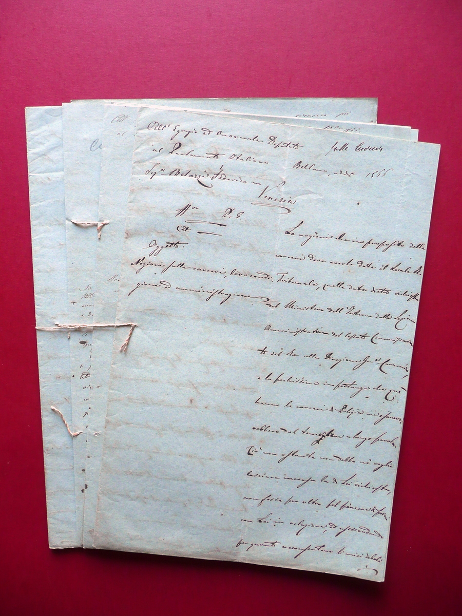 Manoscritto Carceri di Belluno Nozioni Condizione Amministrazione Belazzi 1866