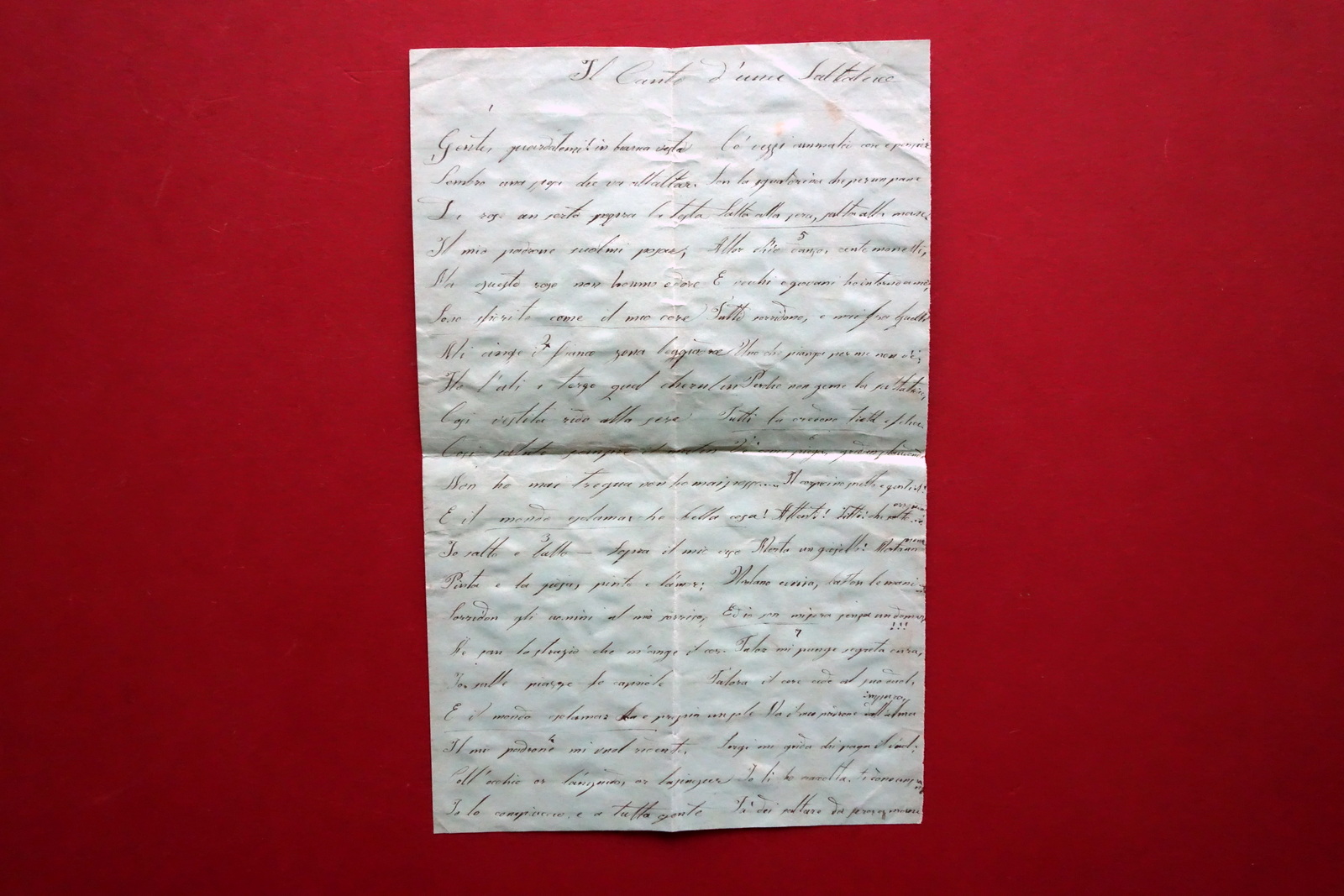 Manoscritto Il Canto di una Saltatrice Danza Poesia D. Chissone(?) …