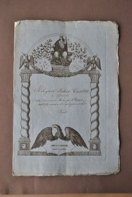 Manoscritto Rogito Modena Carlotti Assolto Somma Gaetano Moreali Rovighi 1851