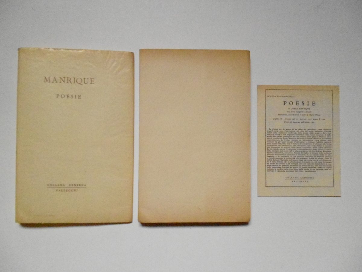 Manrique Jorge Poesie Vallecchi Editore 1962