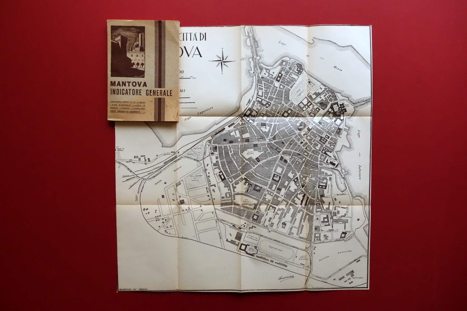 Mantova Guida Indicatore Generale Vie Piazze Carta Topografica 1934