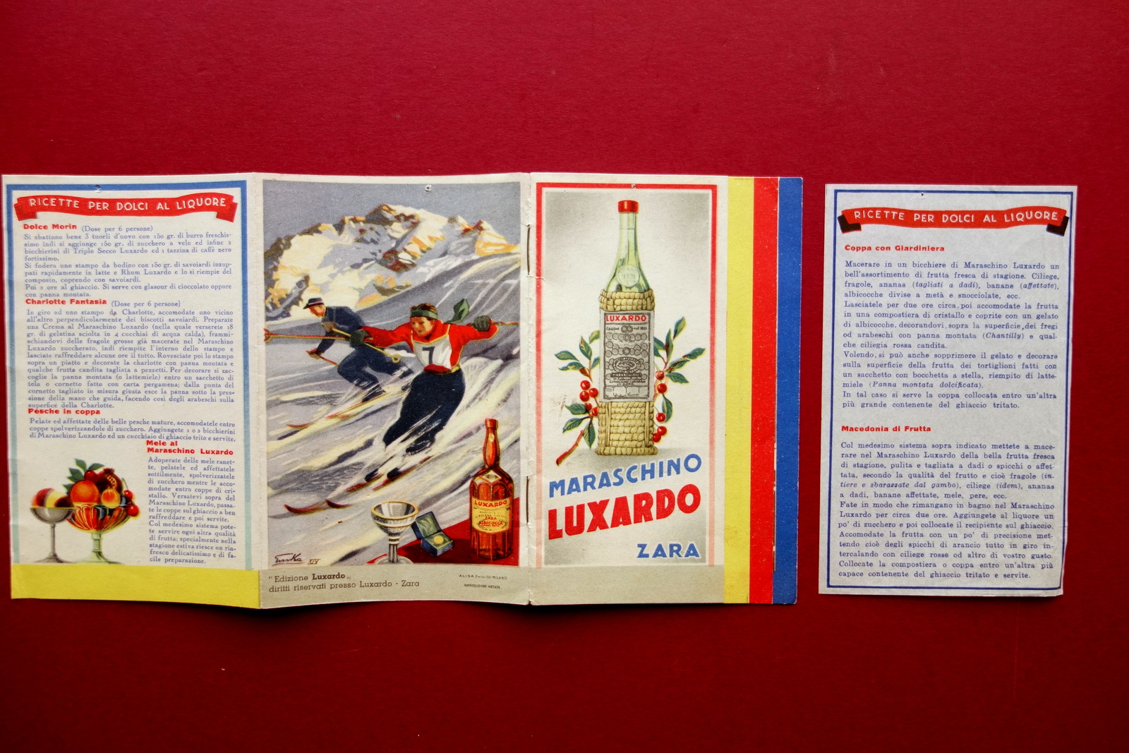 Maraschino Luxardo Zara Libretto Pubblicit‡ Grafica 1938 Ginepro di Dalmazia