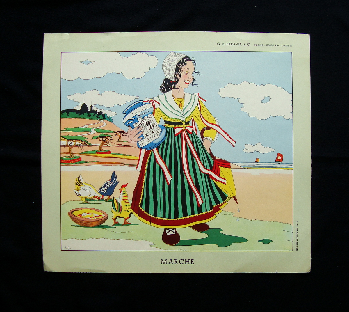 Marche Stampa Costume Regionale Tradizionale De Felici Jandolo anni 50