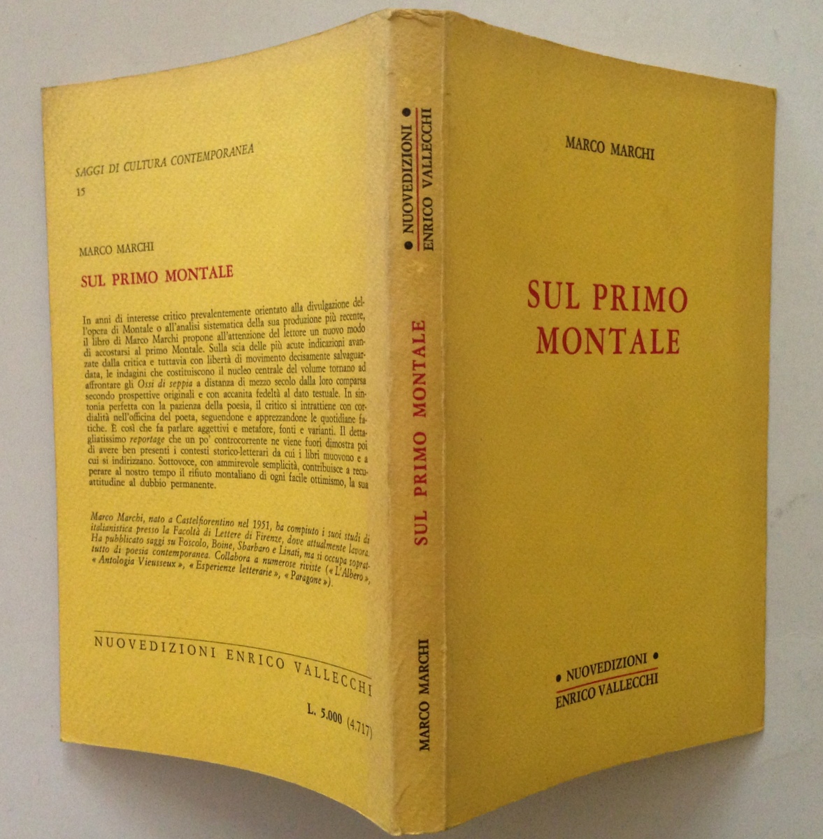 Marco Marchi Sul Primo Montale Nuovedizioni Enrico Vallecchi Firenze 1978