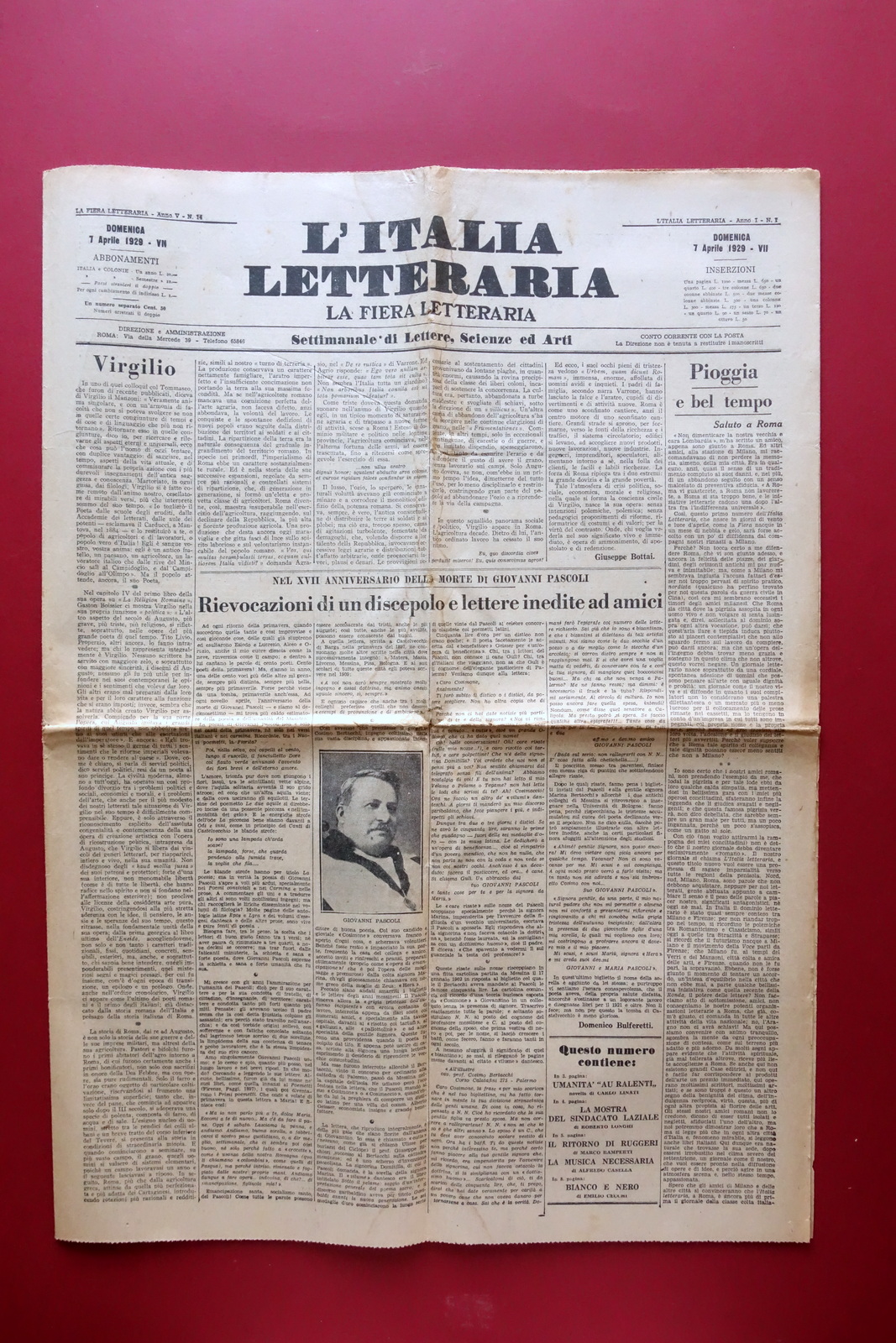 Marinetti Che Dicono che Fanno Descrizione Casa l'Italia Letteraria 7/4/1929