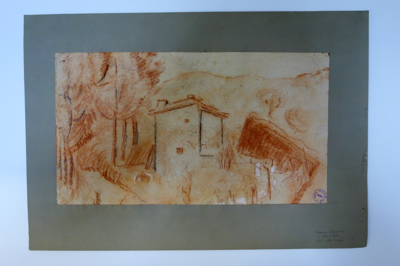 Mario Nannini Futurismo Disegno Originale Carboncino Sui Colli Toscani Pistoia