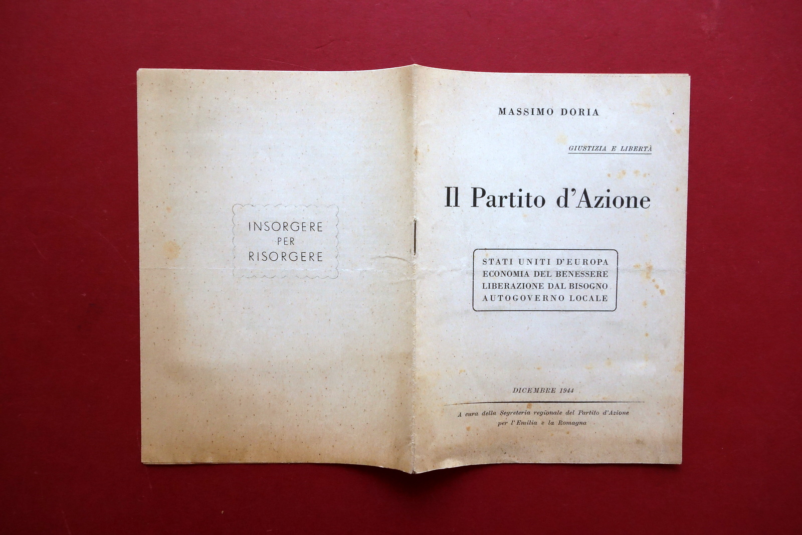 Massimo Doria il Partito d'Azione Dicembre 1944 WW2 RSI Emilia …