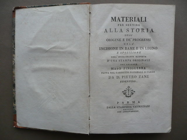 Materiali Storia Origine Progressi Incisione Rame Legno Zani Carmignani 1802