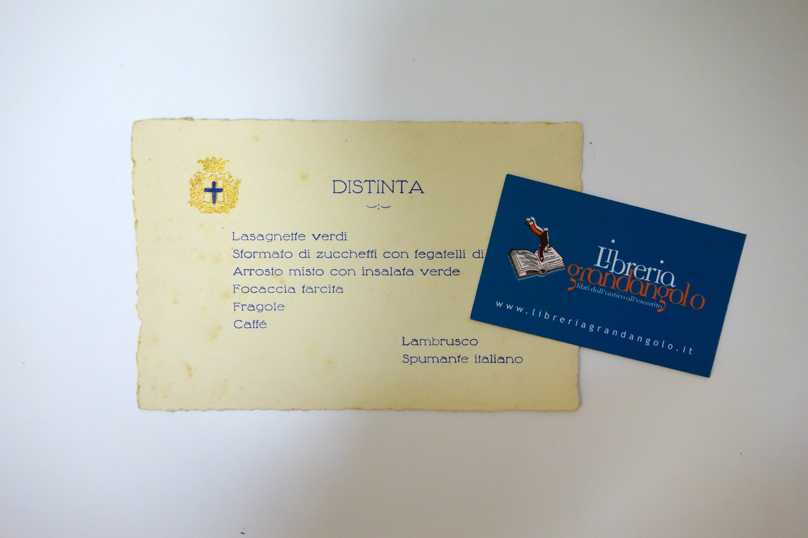 Menu Comune di Modena Distinta Lasagne Verdi Lambrusco Primo '900