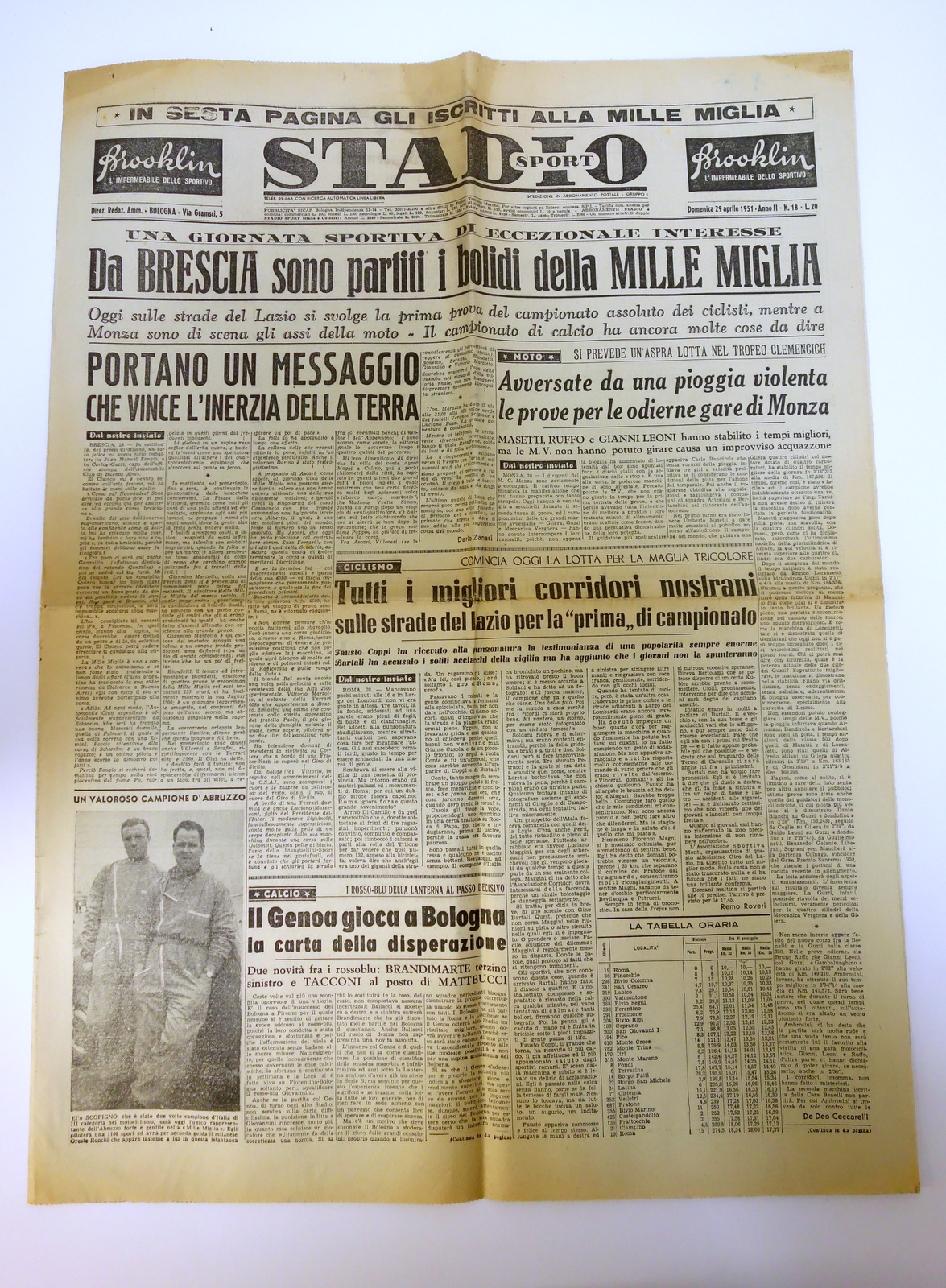 MILLE MIGLIA 1951 PARTENZA STADIO 29/4/1951 COMPLETO