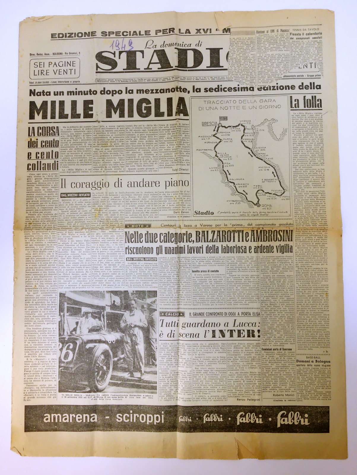 MILLE MIGLIA XVI 1949 STADIO EDIZIONE SPECIALE MONOGRAFICA COMPLETA