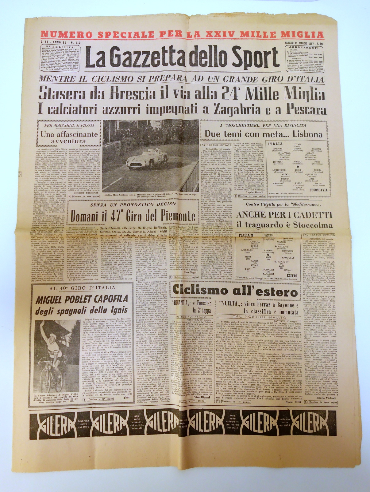 MILLE MIGLIA XXIV 1957 GAZZETTA DELLO SPORT NUMERO SPECIALE 11/5/1957 …
