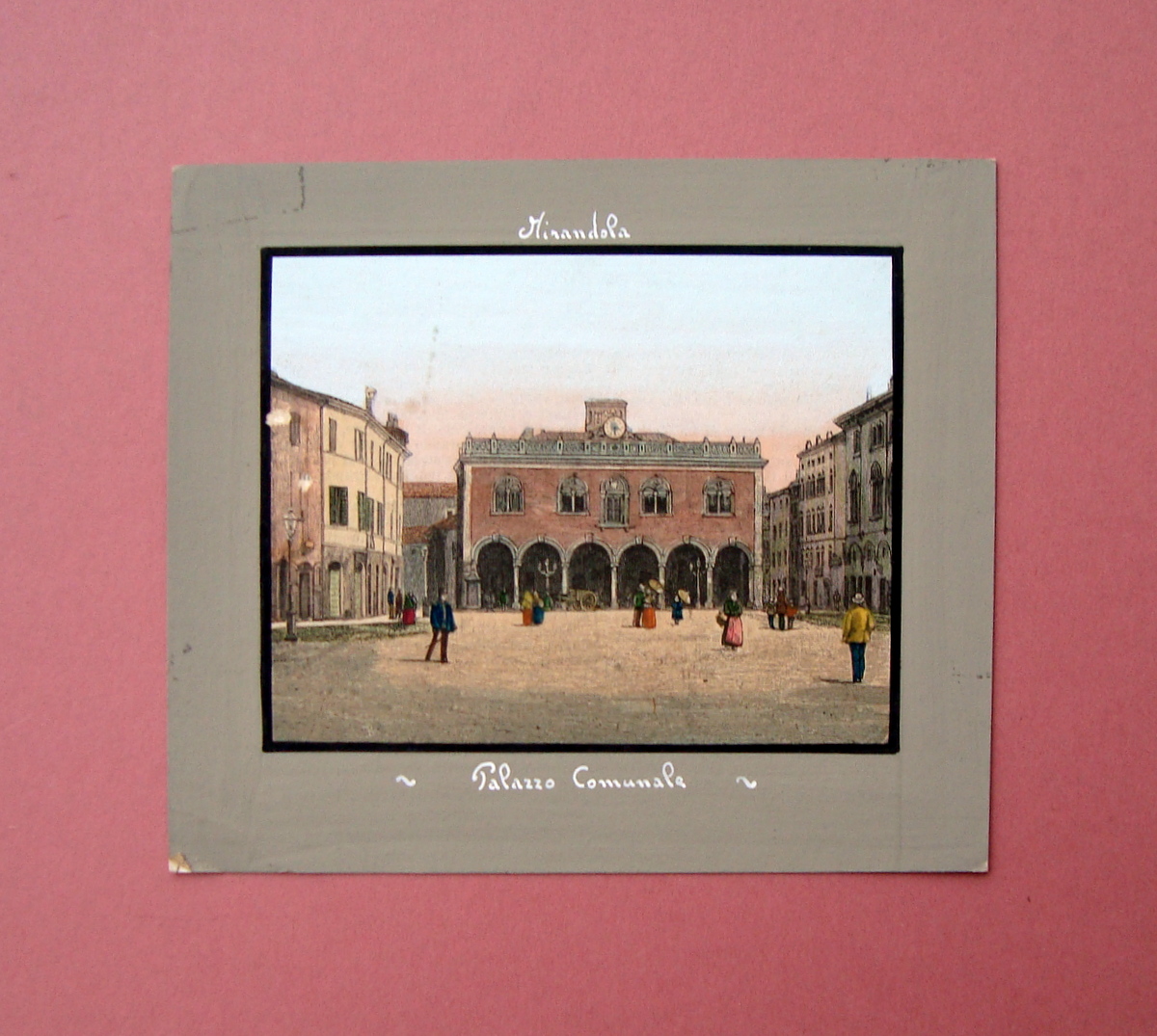 Mirandola Palazzo Comunale Incisione su legno 1890 da "100 Città …