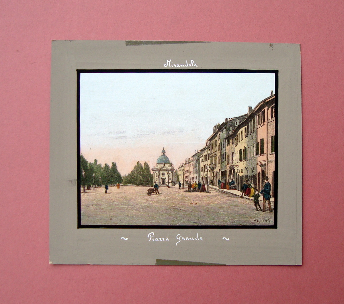 Mirandola Piazza Grande Incisione su legno 1890 da 100 Città …