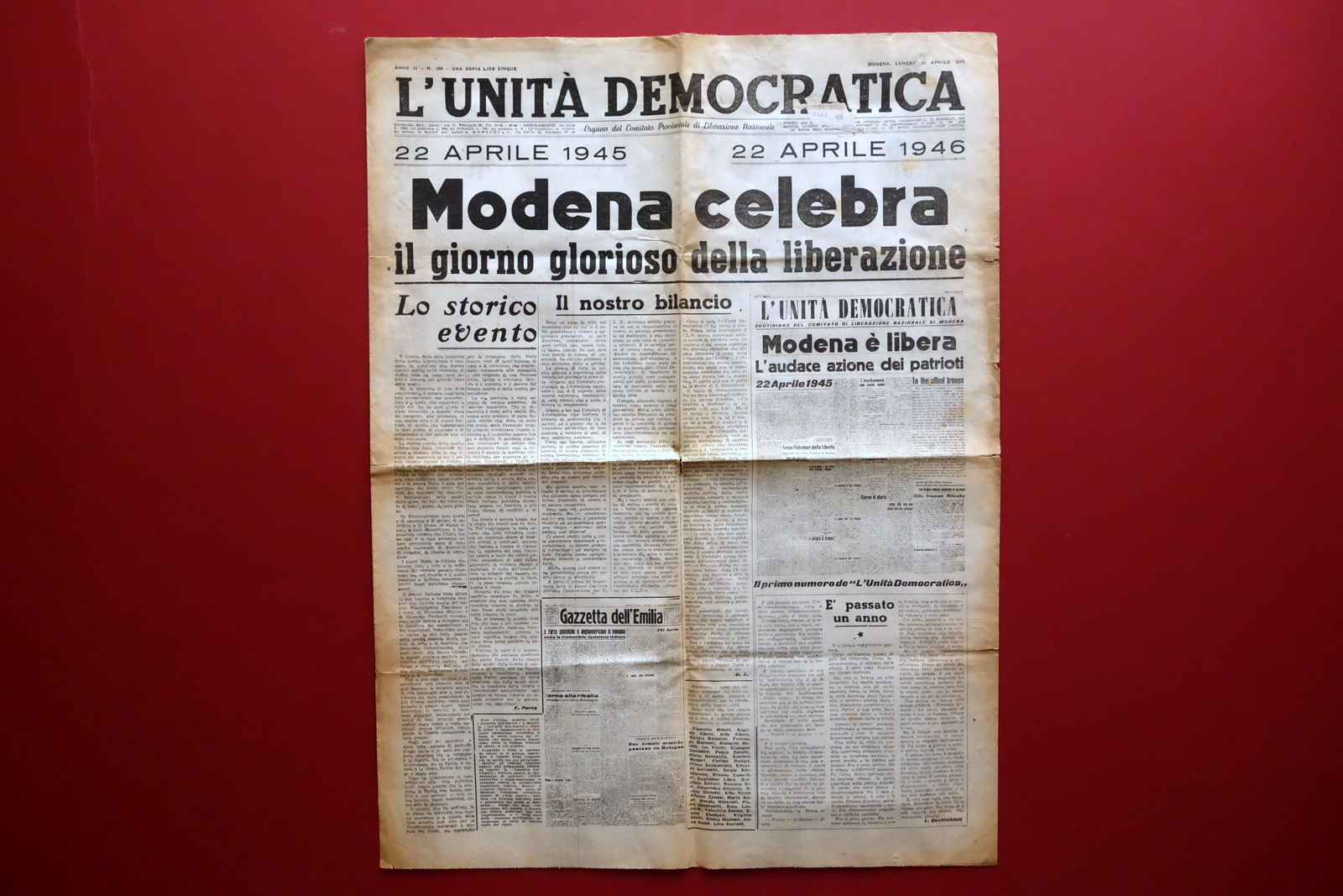 Modena Celebra il Giorno della Liberazione Unit‡ Democratica 22/4/1946 Completo