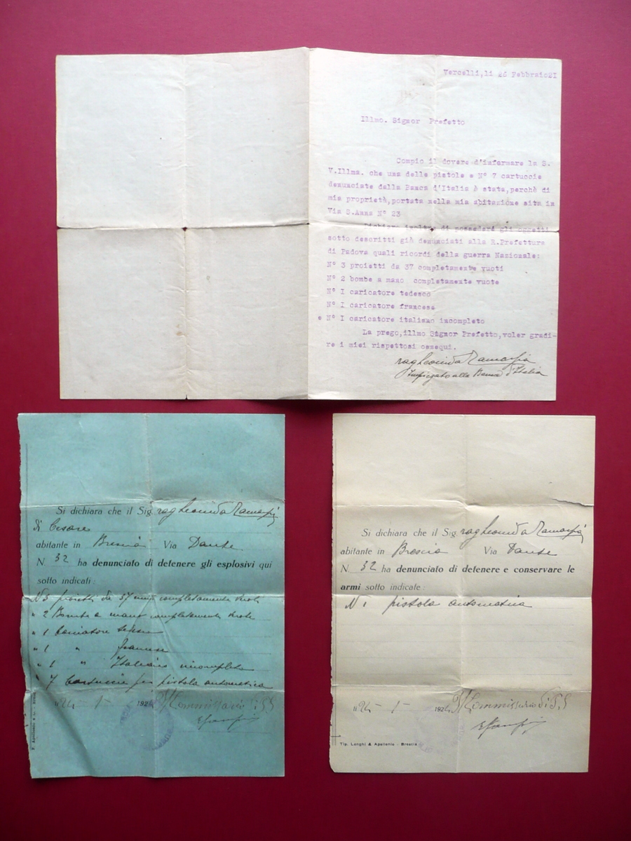 Moduli Lettera 3 Denunce Detenzione Armi Pistola Automatica Bombe a …