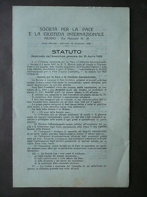 Moneta Ernesto Teodoro Unione Lombarda Statuto Societ‡ per la pace …