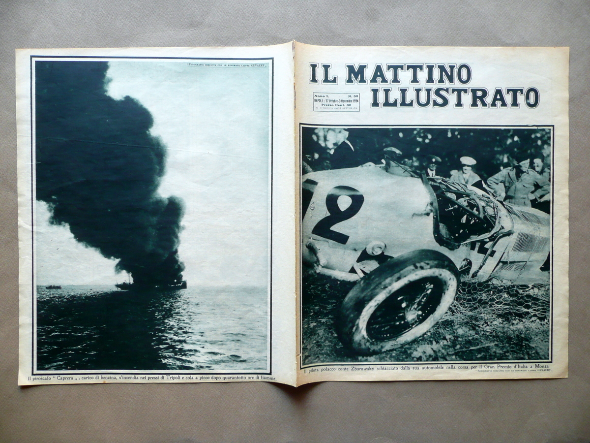 Monza Gran Premio Zborowsky Incidente Auto Il Mattino Illustrato Numero …